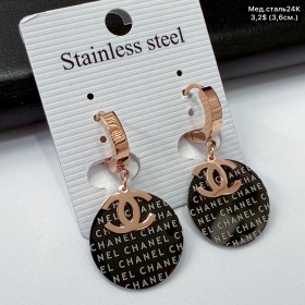 Сережки мед.сталь24К 10454 ( 3.6 см.)